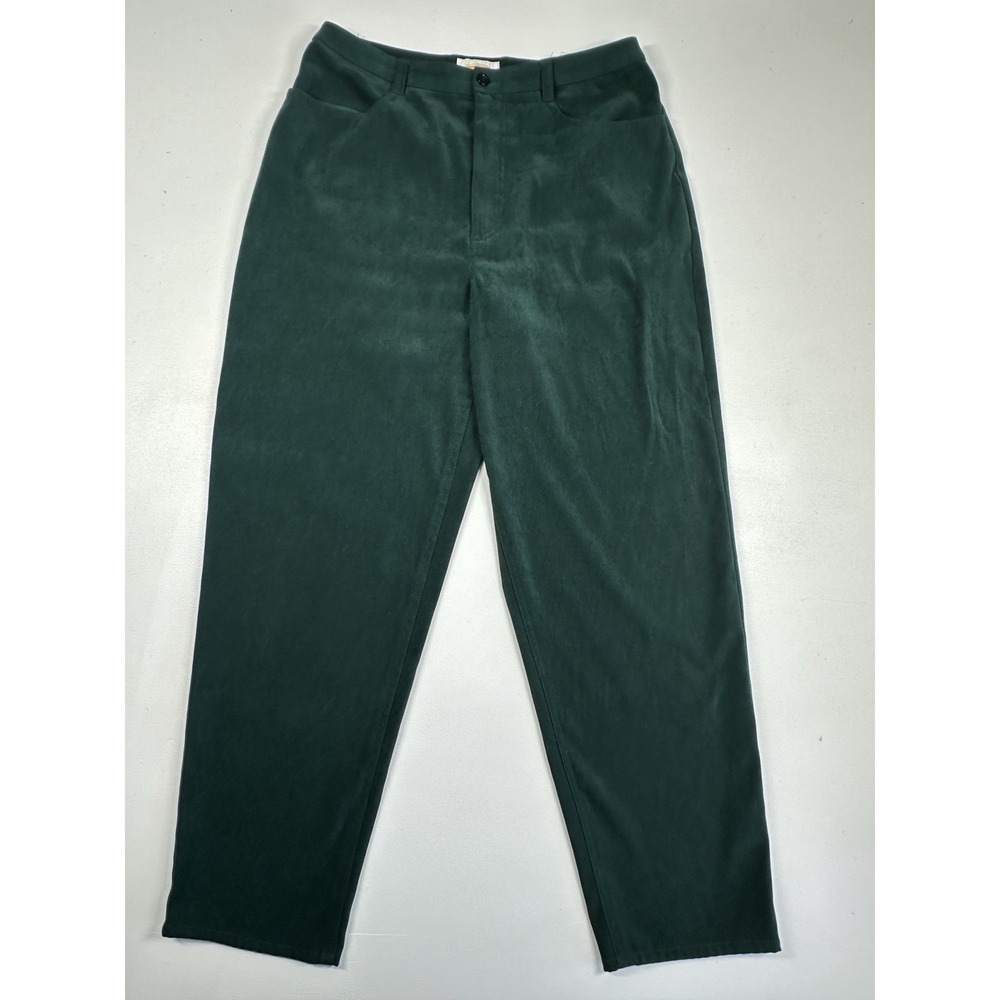 Talbots Women's Sz: 12P Stretch Velvet Moleskin Green Tapered Pants